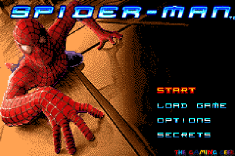spider-man gba - main menu