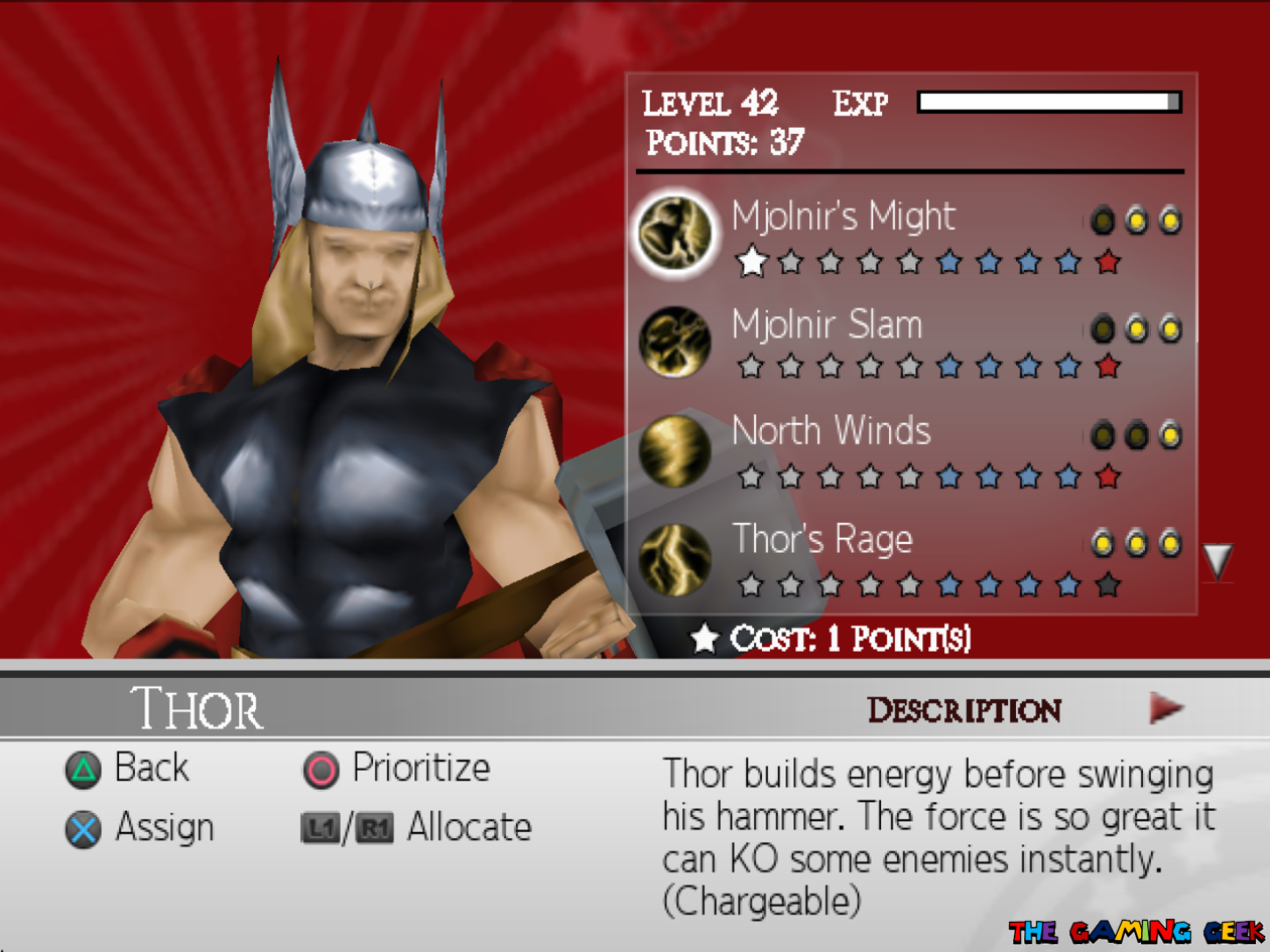 ultimate alliance 2 - abilities screen